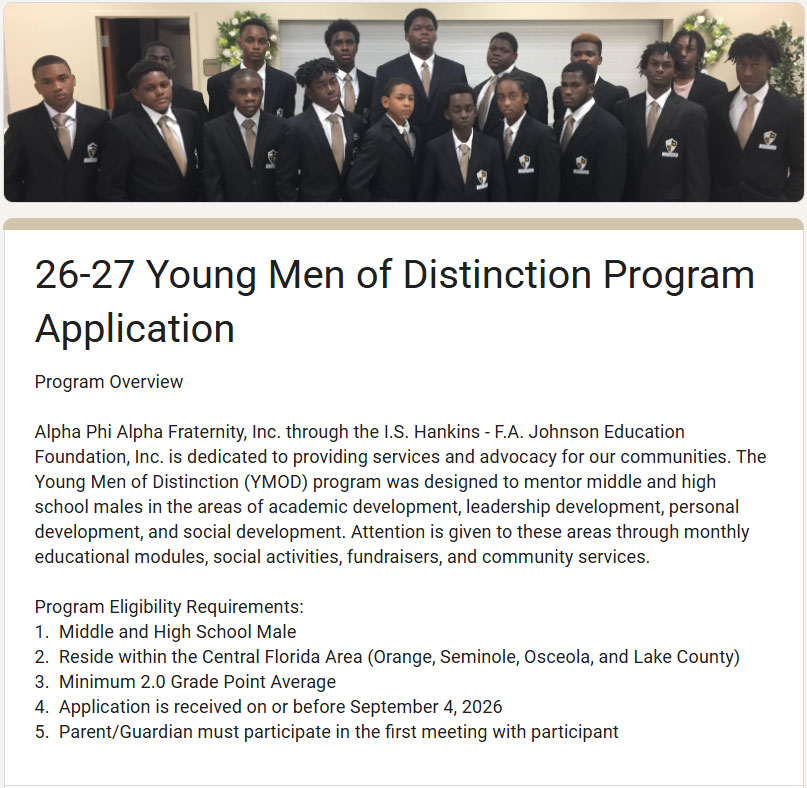 YMOD Scholarship Application